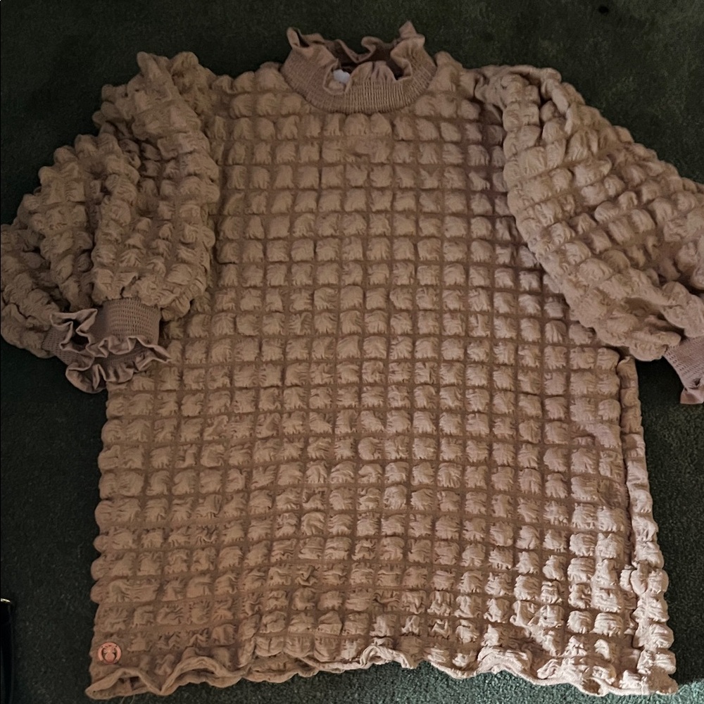 Simply Southern Textured Tan Top with Ruffles